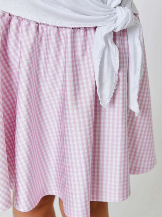 Pink Gingham Skater Skirt